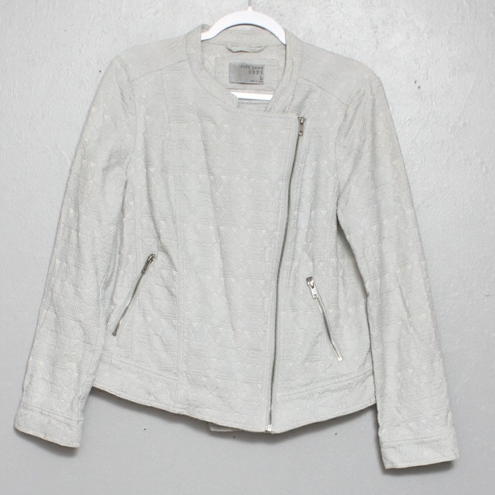 Ruff Hewn cotton textured gray Moto jacket